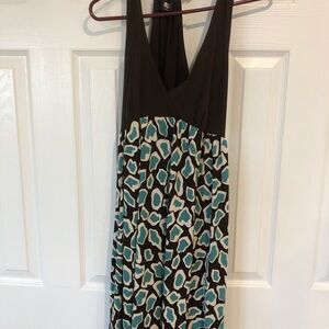 Stylish Brown and Teal Patterned Dress
